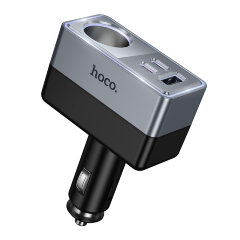 Автомобильное зарядное устройство HOCO Z65A Smart cigarette lighter(PD45W/2C1A) car charger - Black