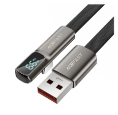 Кабель ACEFAST C31-01 USB-C to L charging data cable with digital display - Metal grey