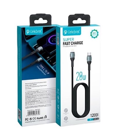 Кабель Celebrat HB-13 Super Fast Charge Cable Type-c to IP 1.2m - Black