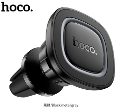 Автодержатель HOCO H72 Crown magnetic car holder(air outlet) Black/ Metal gray