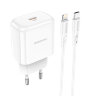 Зарядка Borofone BN3 Premium PD20W single port charger set (Type-C to iP) (EU) - White