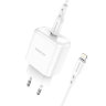 Зарядка Borofone BN3 Premium PD20W single port charger set (Type-C to iP) (EU) - White