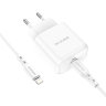 Зарядка Borofone BN3 Premium PD20W single port charger set (Type-C to iP) (EU) - White