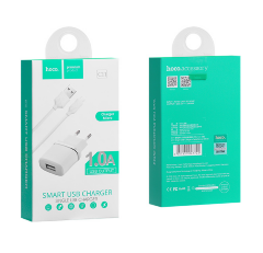 Сетевое зарядное устройство HOCO C11 Smart single USB (Micro cable)charger set(EU) white