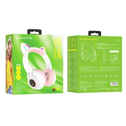 Наушники Borofone BO18 Cat ear BT headphones - White