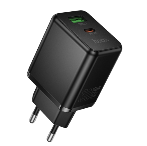 Сетевое зарядное устройство HOCO C157A Smart PD30W+QC3.0 multi-protocol charger(EU) Black
