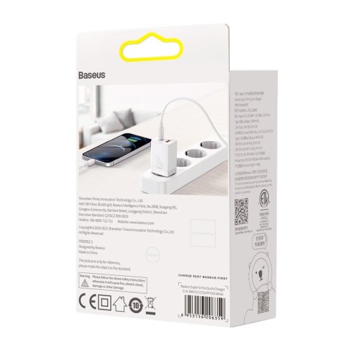Сетевой адаптер Baseus Super Si Pro Quick Charger C+U 30W EU (CCSUPP-E02) - White