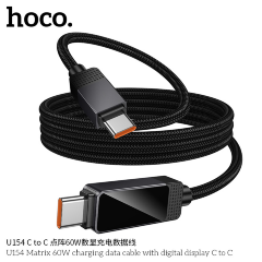 Кабель HOCO U154 Matrix 60W charging data cable with digital display Type-c to Type-c - Black