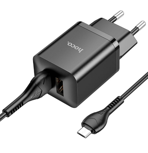 Сетевое зарядное устройство Hoco N25 Maker dual port charger(Micro) (EU) Black