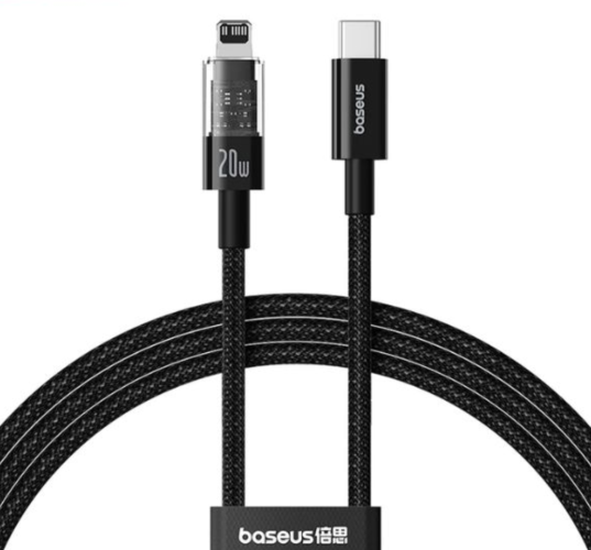 Кабель BASEUS Gem Fast Charging Data Cable USB-C to IP 20W 1m - Cluster Black (P10373001111-00)