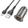 Автомобильное ЗУ Hoco NZ1 Developer 36W dual port QC3.0 car charger set(Micro) - Metal gray