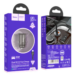 Автомобильное ЗУ Hoco NZ1 Developer 36W dual port QC3.0 car charger set(Micro) - Metal gray