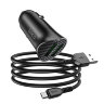 Автомобильное зарядное устройство hoco Z39 Farsighted dual port QC3.0 Car charger set (Micro) - Black