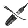Автомобильное зарядное устройство hoco Z39 Farsighted dual port QC3.0 Car charger set (Micro) - Black