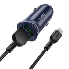 Автомобильное зарядное устройство hoco Z39 Farsighted dual port QC3.0 Car charger set (Micro) - Black