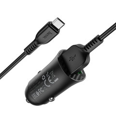 Автомобильное зарядное устройство hoco Z39 Farsighted dual port QC3.0 Car charger set (Micro) - Black