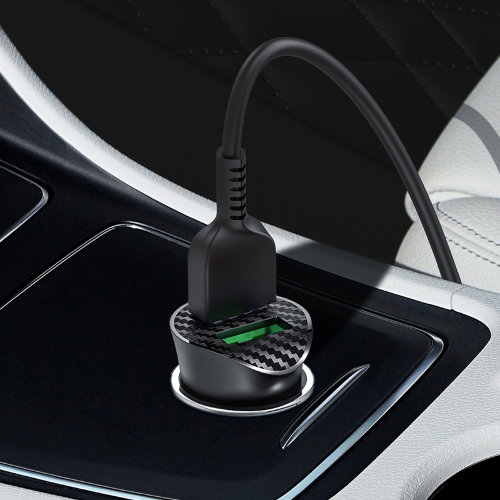Автомобильное зарядное устройство hoco Z39 Farsighted dual port QC3.0 Car charger set (Micro) - Black