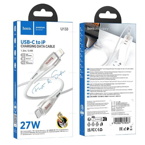 Кабель Hoco U133 Monte PD Charging Data Cable (Type-C to IP) - Gray