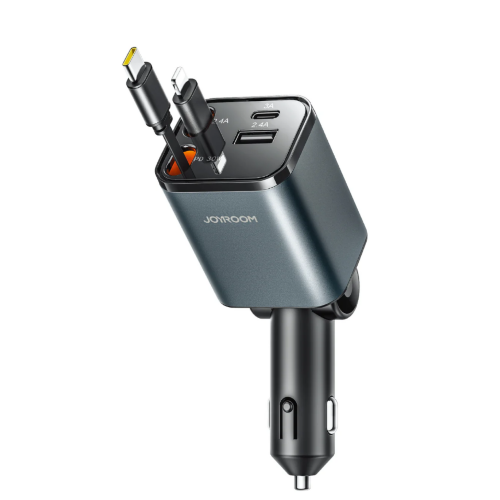 Автомобильное зарядное устройство JoyRoom JR-CCL05 4-in-1 Retractable Car Charger-Dark Grey
