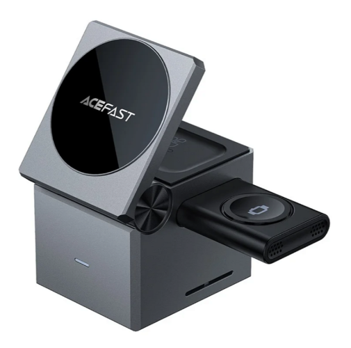 Беспроводная Зарядка ACEFAST E18 Rubik's Cube 3-in-1 Wireless Charging Holder - metal Gray